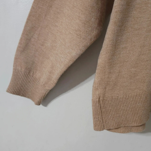 SAKS FITH AVENUE Nwt Drop Shoulder Faux Fur Trim Hoodie, Heather Camel Brown, XL - Picture 6 of 11